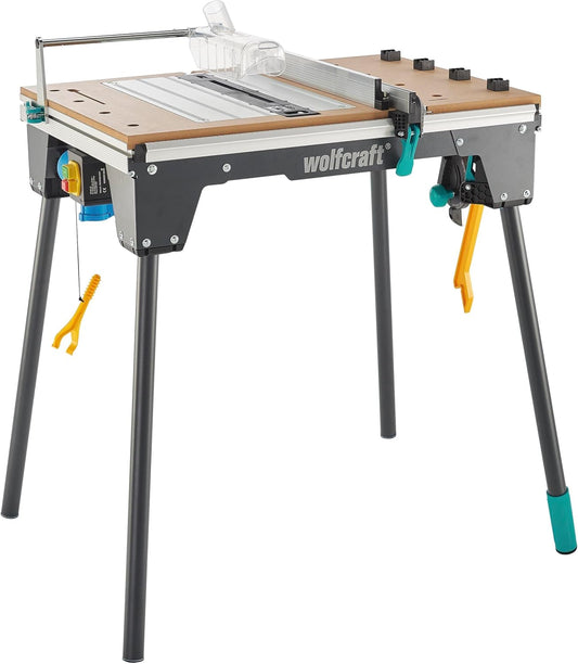 wolfcraft MASTER cut 2200 I 6907000 4-in-1 machinetafel voor gebruik als tafelcirkelzaag, decoupeerzaagtafel, werkstation en optioneel als freestafel