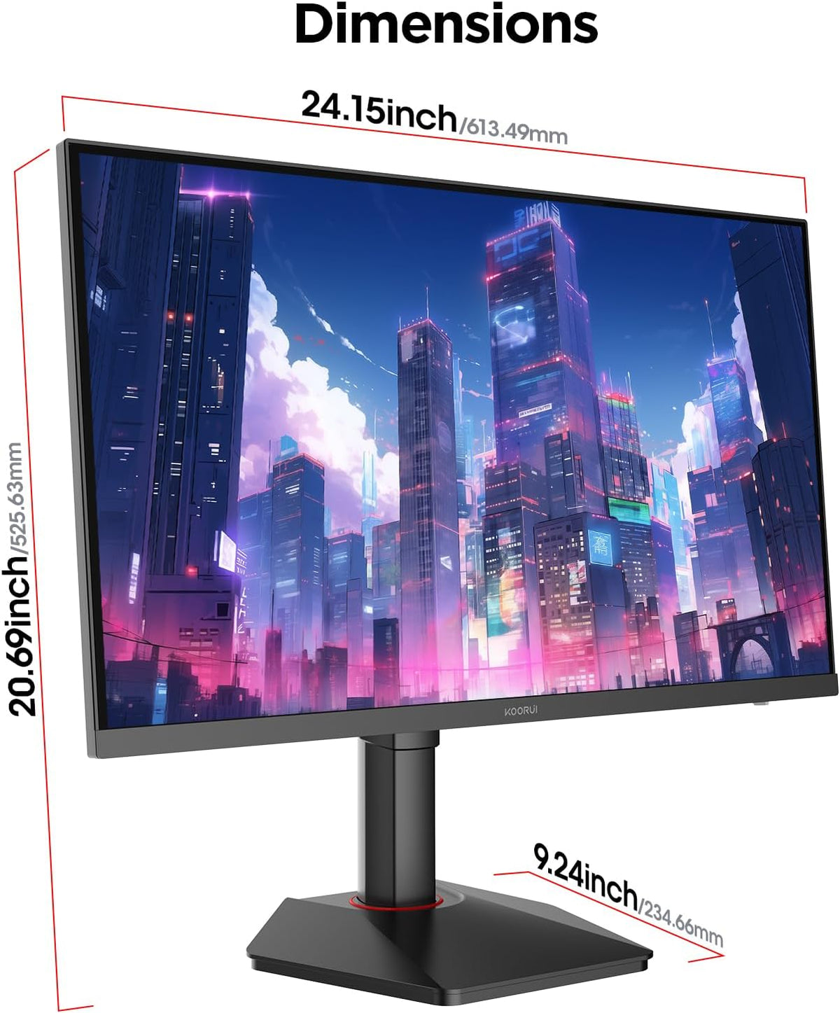 KOORUI G2722P 27 Inch Gaming Monitor,200Hz, IPS, QHD 1440P, 1ms, Adaptive Sync, Lifting Adjustable, VESA Mountable, HDMI/DP, Low Blue Light, 99% SRGB - QUORE