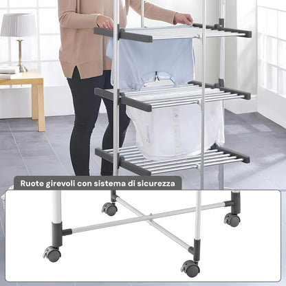 Elektrische wasdroger – Slim droger – Draagbare wasdroger – Elektrisch droogrek – Wasrek droger – 1200 W Vermogen – Verwarmde Lucht Tot 70 °C