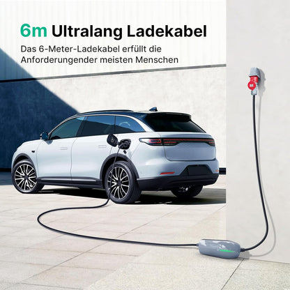 Type 2 oplaadkabel 11 KW EV oplader met CEE-stekker, [6-16A] driefasige mobiele Wallbox laadstation voor elektrische voertuigen EVSE, IEC 62196-2, 6 meter