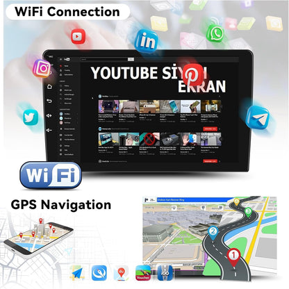 4+64GB Android Autoradio met CarPlay en Android Auto voor Ford Focus II Mondeo S-Max C-Max Galaxy II MK2 Kuga, 7'' HD touchscreen met Bluetooth 5.0 GPS WiFi Mirror Link EQ FM/RDS SWC AHD camera + MIC