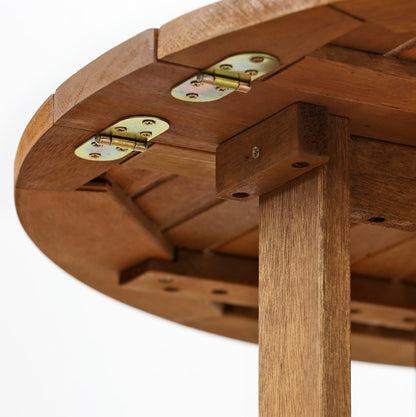 Ronde Tafel – Klapbare Tafel – Bijzettafel – Patio Tafel – Buitentafel – Ruimtebesparend Gate-Leg Design – Duurzaam Maleisisch Hardhout met Teakolie Afwerking