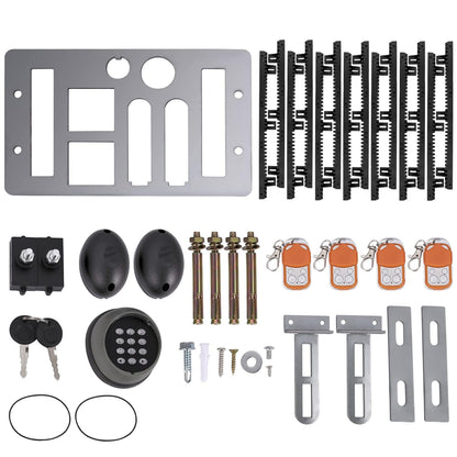 VEVOR Schuifpoortopener, 1800 kg, 7 m, schuifpoortaandrijving met 4 afstandsbedieningen en app-bediening, elektrische roltormotor voor opritten, complete hardware-veiligheidssysteemkit voor