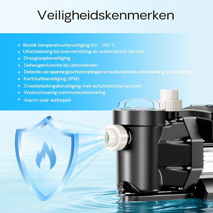 XPOtool zwembadpomp met variabele snelheid 750 W poolpomp 21.000 l/h circulatiepomp opvoerhoogte 17m