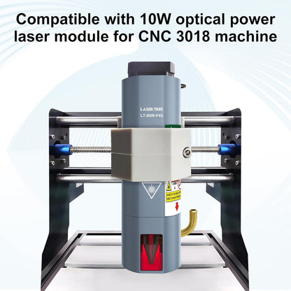 LASER TREE CNC 3018 Lasermodule Kit, 10W optisch vermogen laserkop met luchtondersteuning, vaste brandpuntsafstand 45mm lasergraveermodule, dubbele puntcompressie Compatibel met CNC 3018 machine, 12V