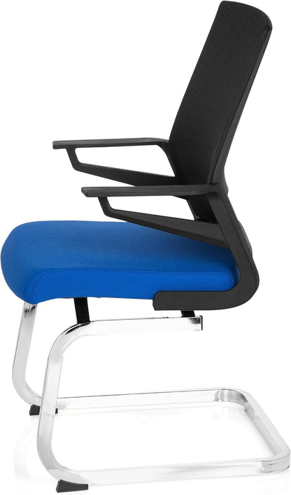 hjh OFFICE 732070 bezoekersstoel Inventor V stof/netrug zwart blauw stoel cantilever met lendensteun