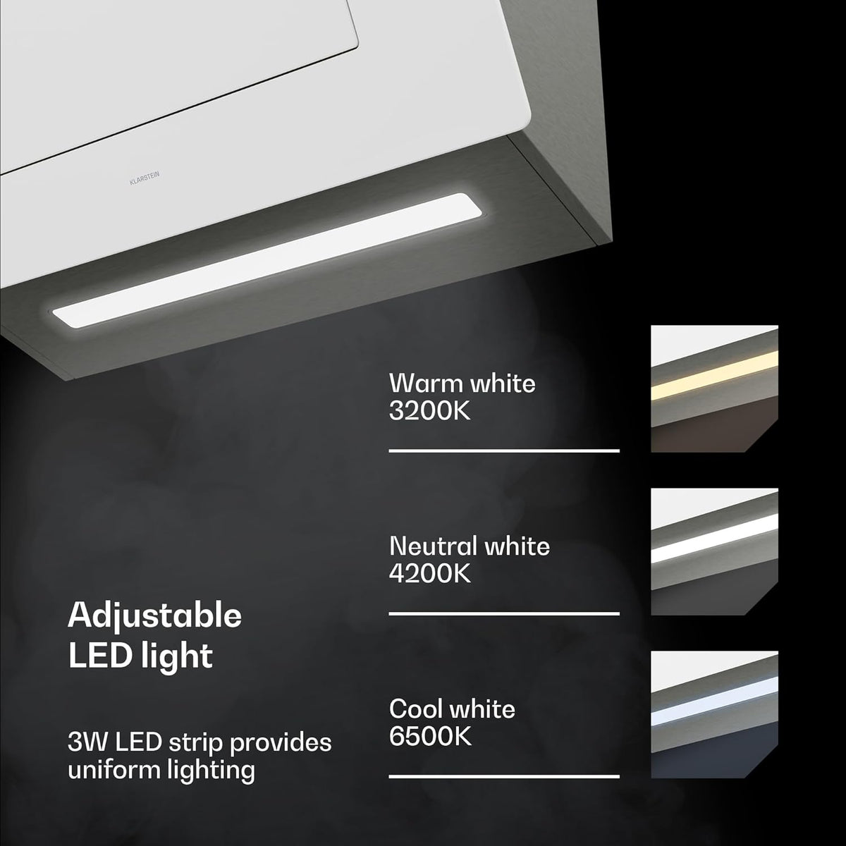 Klarstein SleekAir Campana Extractora - 60cm, 686 m³/h, Eficiencia A++, Led 5W, Táctil, Silenciosa, Blanca, Dos Modos de Funcionamiento, Filtro Carbón Activo