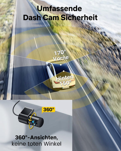 Dashcam Auto Voor En Achter – Autocamera – Dubbele Dashcam – Voor- En Achtercamera – Camera Auto – 4K Voorcamera & 1080p Achtercamera – 5,8 GHz WiFi, GPS & 3,18 Inch Touchscreen
