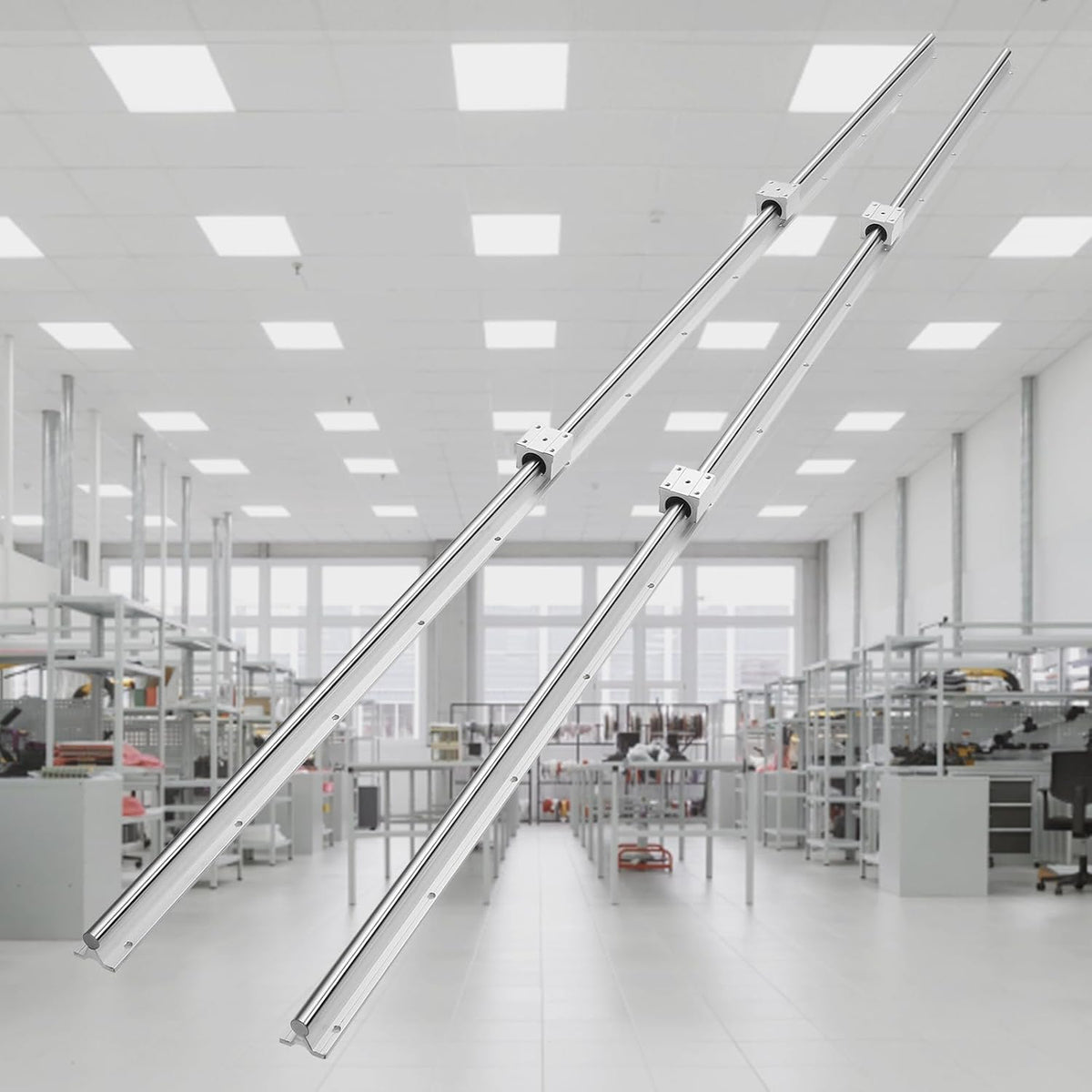 VEVOR Linear Guide Rail SBR20, 1800 mm, 2 Pieces, Linear Rail 1800 mm, 4 Pieces, Ball Bearings SBR20UU, Linear Bearing Glides Set for Automated Machines, CNC Routers, Lathes,
