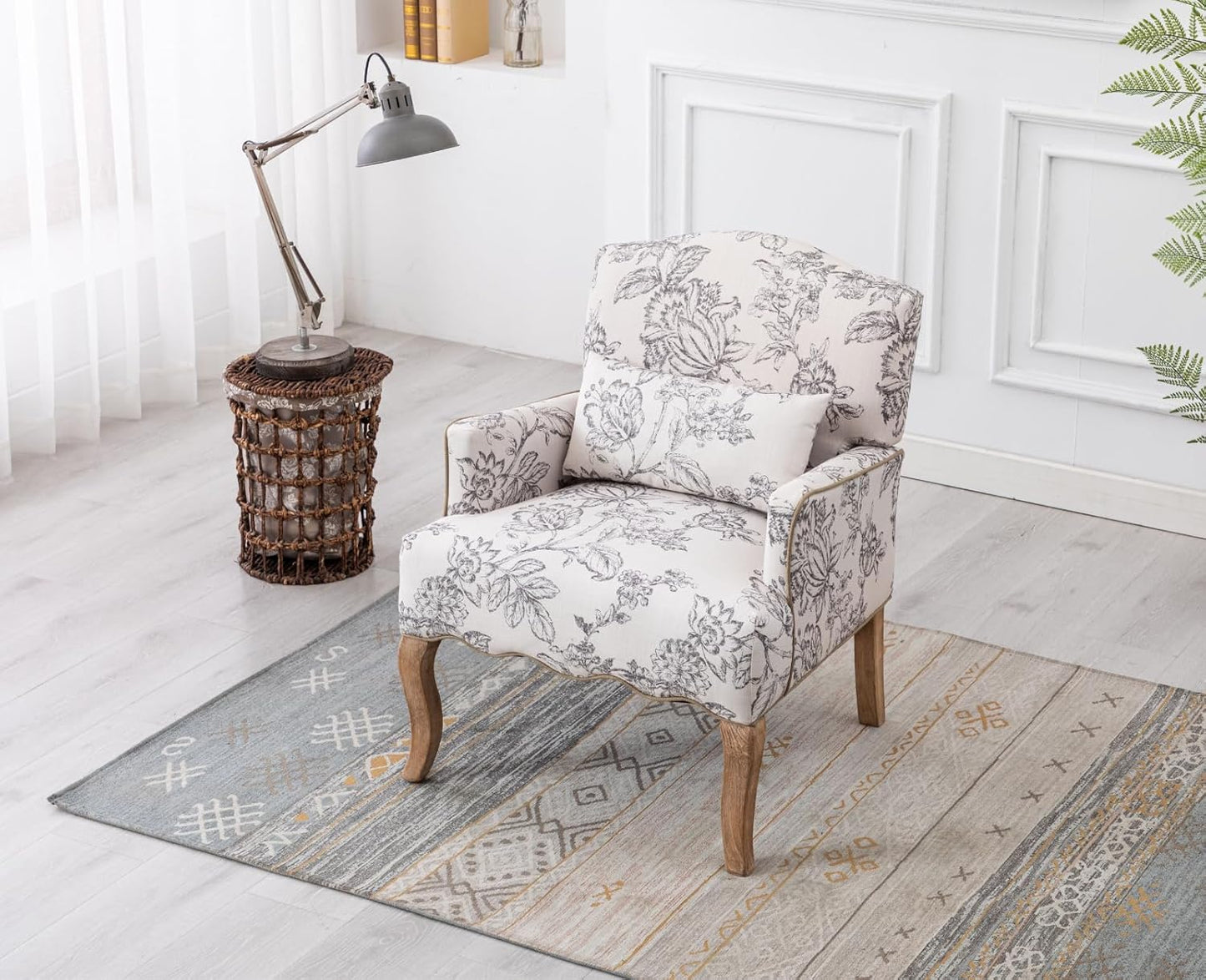 Linnen Fauteuil – Lounge Stoel – Bijzetstoel – Enkelstoel – Retro Stoel – Ademend Linnen – Verwijderbaar Lendenkussen - QUORE