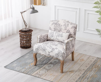 Linnen Fauteuil – Lounge Stoel – Bijzetstoel – Enkelstoel – Retro Stoel – Ademend Linnen – Verwijderbaar Lendenkussen - QUORE