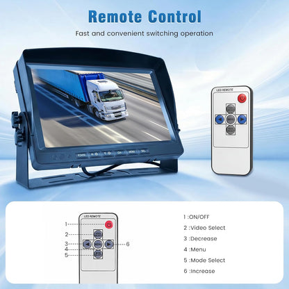Achteruitrijcamerasysteem met dubbele camera, video-opname, 9 inch lcd-monitor DVR, IP69 waterdicht, full-colour nachtzicht, autocamera met 2 x 10 m kabel voor aanhanger, vrachtwagen, bus