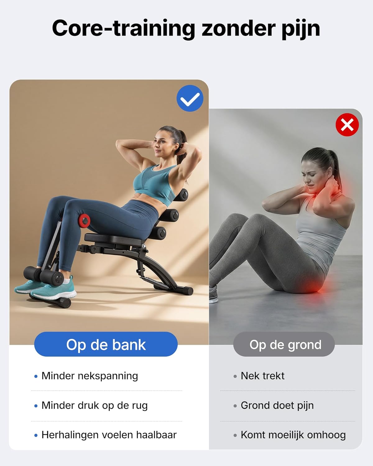 MERACH Buikspiertrainer, Verstelbare Sit-Up Bank, Abdominale Trainingsmachine voor Thuisgym voor Buik/Benen/Heupen, Max 136KG, voor Sit-Ups/Fietsen/Draaien/Benheffen etc.