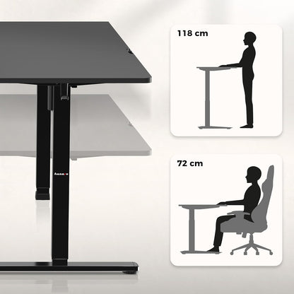 huzaro Hero 9.5 Motorcycle Desk, Height Adjustable, Corner Desk, Electric Standing Desk, 160 x 140 cm, L Shape, Changeable Left and Right, 3 Memory Control, Memo Board, Black - QUORE
