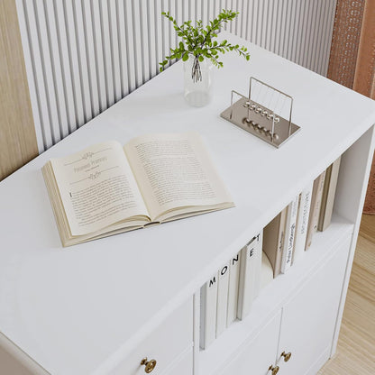 HOCSOK Sideboard, Kitchen Cabinet with Microwave Rack, with Doors and Drawers, Storage Cabinet for Dining Room and Kitchen, 90 x 40 x 82 cm, White - QUORE