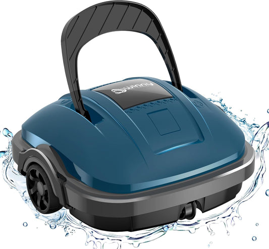 WINNY POOL CLEANER Zwembadrobot bovengronds voor zwembad, 80 m², draadloze zwembadrobot met dubbele motoriek, autonoom parkeren | reinigingsrobot met batterij 100 minuten donkerblauw