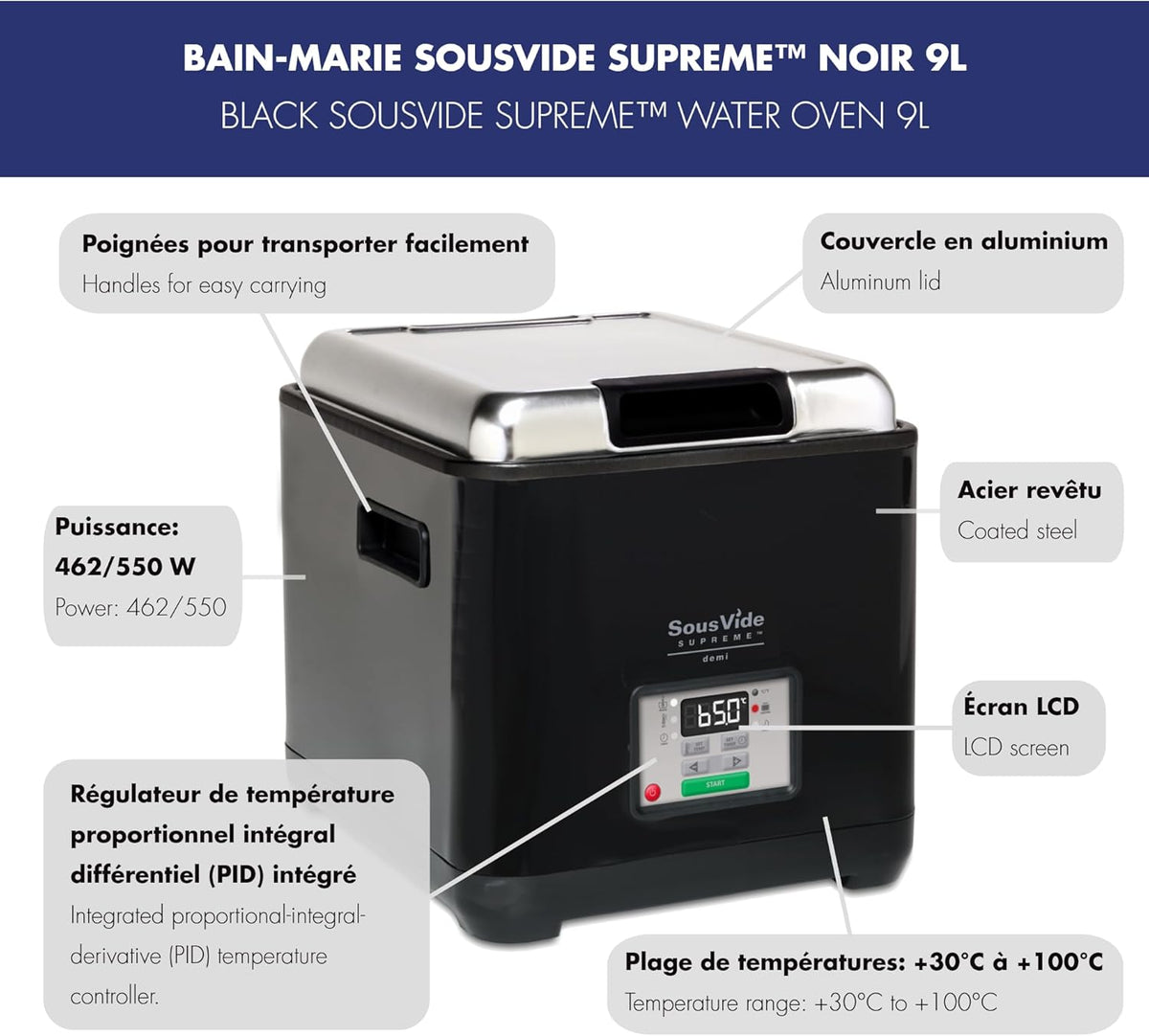 SousVide Supreme Thermostaatbad voor vacuümgaren op lage temperatuur, 9 l