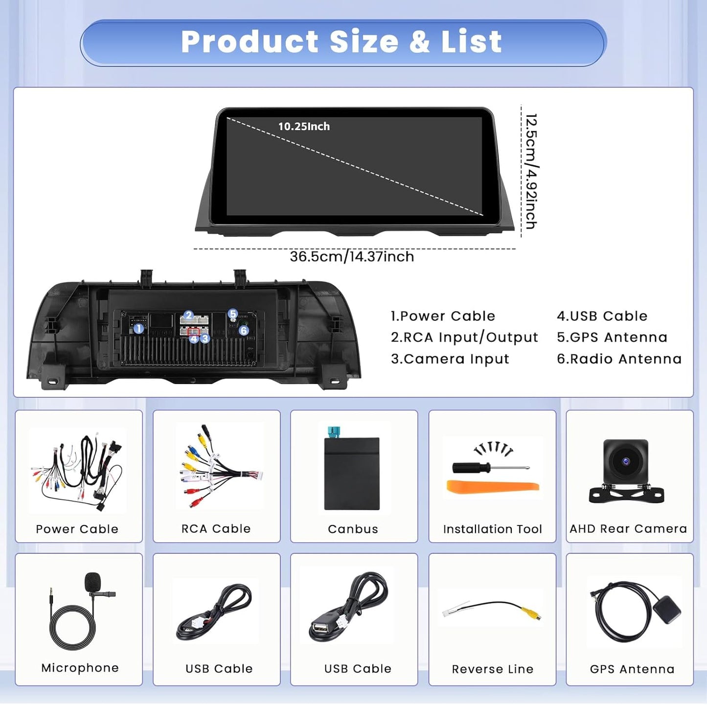 Hikity 10,25 inch 8 core 4+64GB Android Autoradio voor BMW 5 Series F10/F11 2012-2017 met NBT Systeem Draadloze CarPlay Android Auto Bluetooth Handsfree GPS WiFi DSP FM