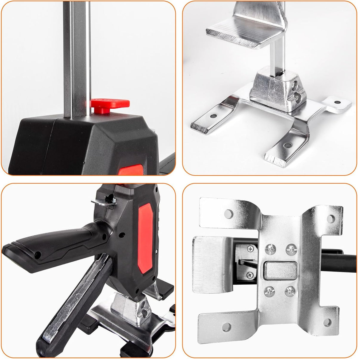 2 stuks werkbesparende armdeurgebruik, plaatlift, kastlift, klemplaten, nivelleringssysteem, 880 lbs/400 kg, voor vloeren, deuren, kastinstallatie, krik voor gipsplaten, hoogte: 38 cm