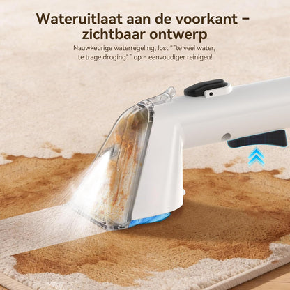 Tapijtreiniger – Vlekkenverwijderaar – Stoffenreiniger – Meubelreiniger – Schoonmaakmachine – Krachtige Zuigkracht 18 kPa – 600 Watt Motor – Dubbelzijdige Borstel – 2 Watertanks 1,2 L – Voegborstel – Zwart-Wit Variant