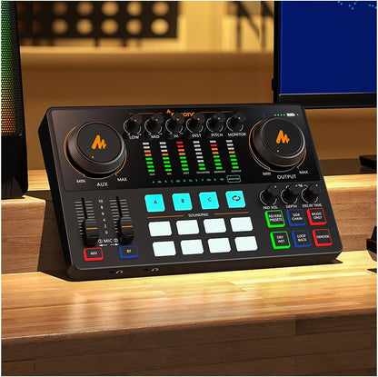 Audio-Interface – Geluidskaart – Mixer – Opname-Interface – Streaming-Interface – XLR-Ingangen Met Fantoomvoeding – Inclusief Condensatormicrofoon