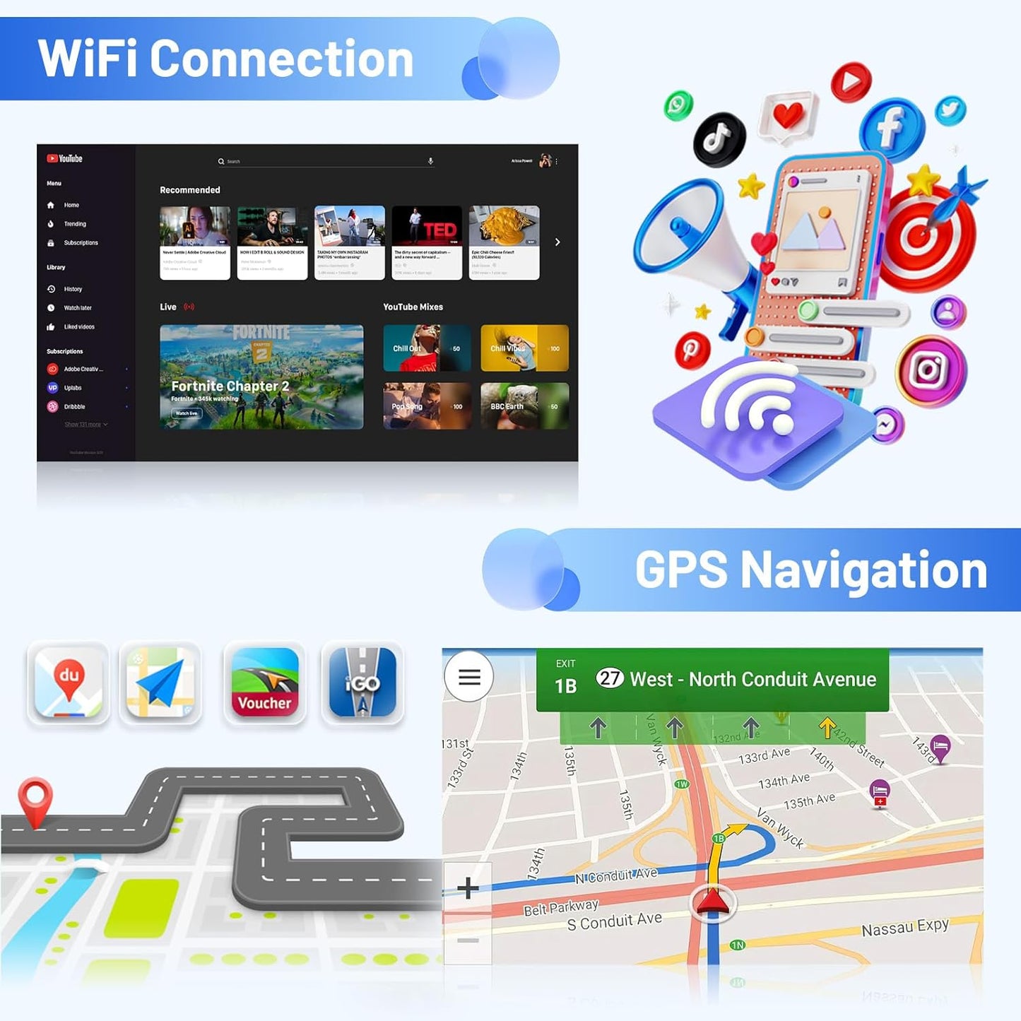 Autoradio – Multimedia Systeem – Navigatie Radio – Auto Stereo – Inbouw Radio – 9 Inch Touchscreen – Wireless CarPlay & Android Auto