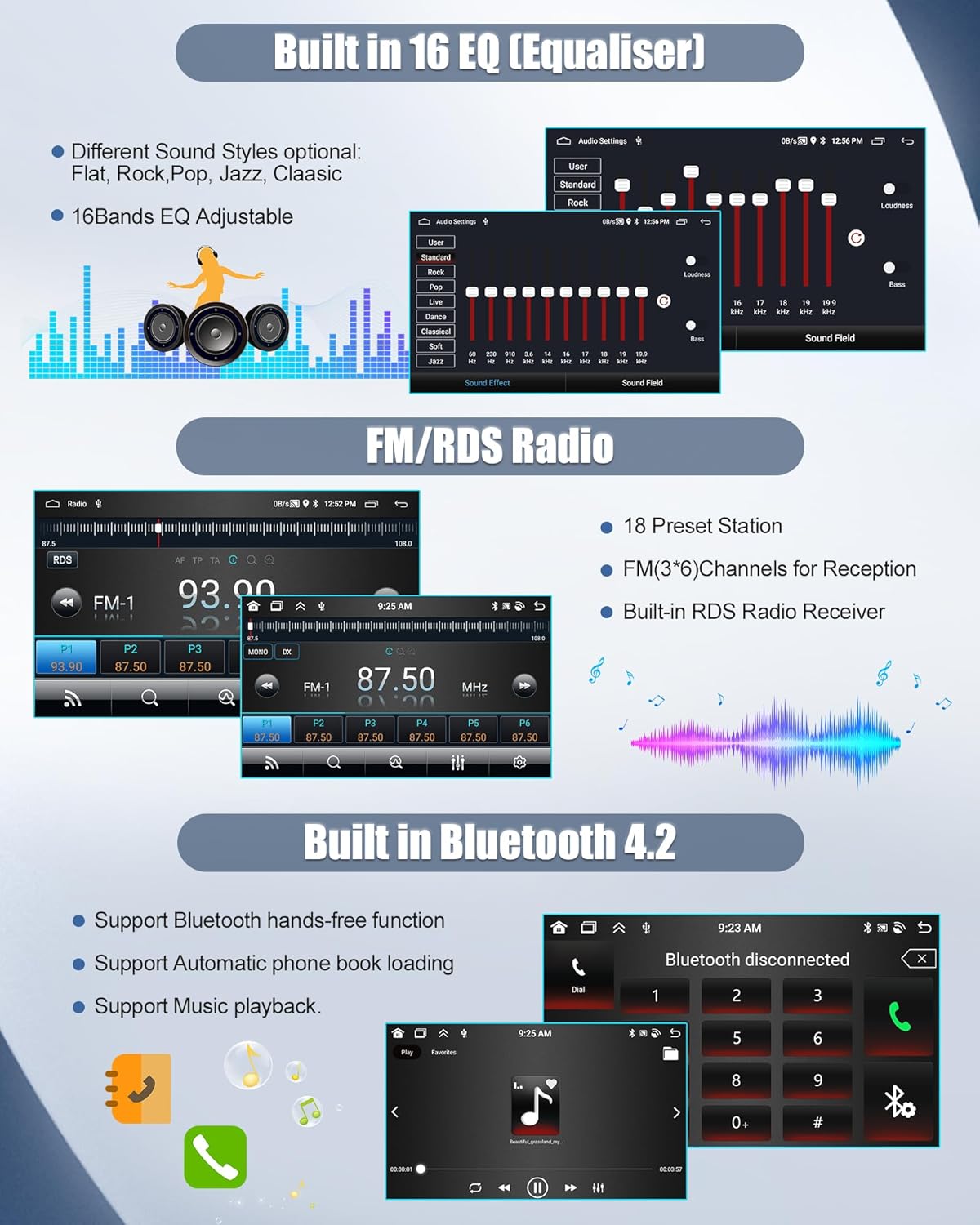[2GB+64GB] SIXWIN 1 Din Android 13 autoradio met navigatiesysteem, 7 inch uitschuifbaar display autoradio met WiFi verbonden/GPS/Bluetooth/FM-ontvanger/USB/EQ/Mirror Link