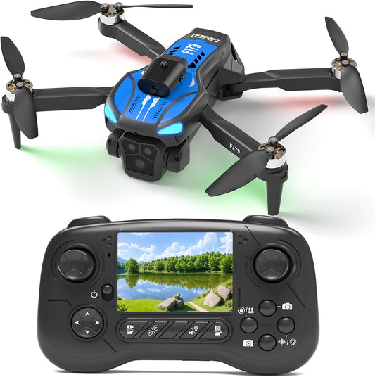Drone met 1080P-camera, borstelloze motoren, obstakelvermijding en wifi-besturing, trajectvlucht, 3D-flip, optische stromingspositionering, elektrische 90°-lens, quadcopter voor volwassenen/kinderen