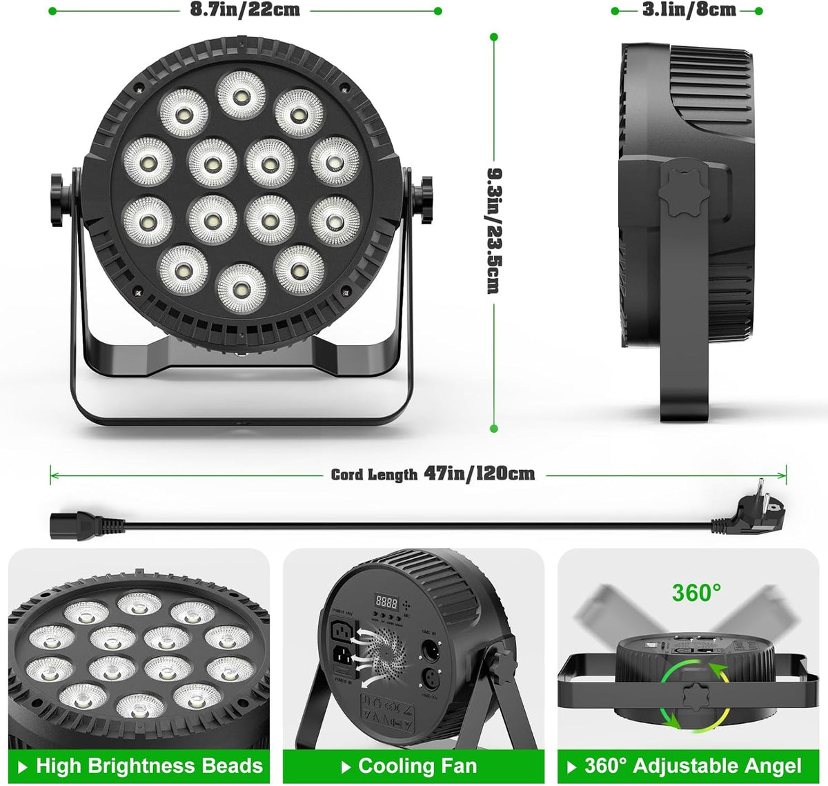 4 Pcs Stage Lighting, 84W RGBW LED Par Can Light with DMX512 4/8 Channel 7 Modes Uplighting Light with Wireless Remote Control for DJ Party, Wedding, Club, KTV, Disco - QUORE