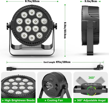 4er 84W LED Par schijnwerper met tas, 14 LED podiumverlichting partylicht RGBW 4-in-1 DMX512 discolamp schijnwerper met afstandsbediening, verlichting voor podium DJ party show bar Halloween kerstmis