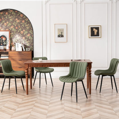 YOUTASTE Eetkamerstoelen, set van 2, kunstleer, keukenstoelen met rugleuning, gestoffeerde stoel, tot 136 kg belastbaar, stoelen voor eetkamer, keuken, olijfgroen