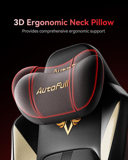 AutoFull M6 Ultra Gaming Stoel, Gaming-stoel met massagefunctie, 720° verstelbare armleuning, Auto Dynamic Tracking lendensteun, Ergonomische gaming stoel met voetsteun, Zwart