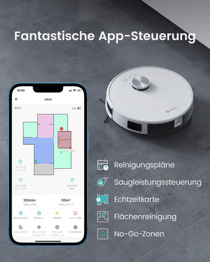 LEFANT M1 Robotstofzuiger met dweilfunctie, LiDAR navigatie, 4000 Pa stofzuigerrobot, 200 min. Max, zelfoplagend, wifi, 8 met no-go-zones, ideaal dierenhaar, tapijt, harde vloer