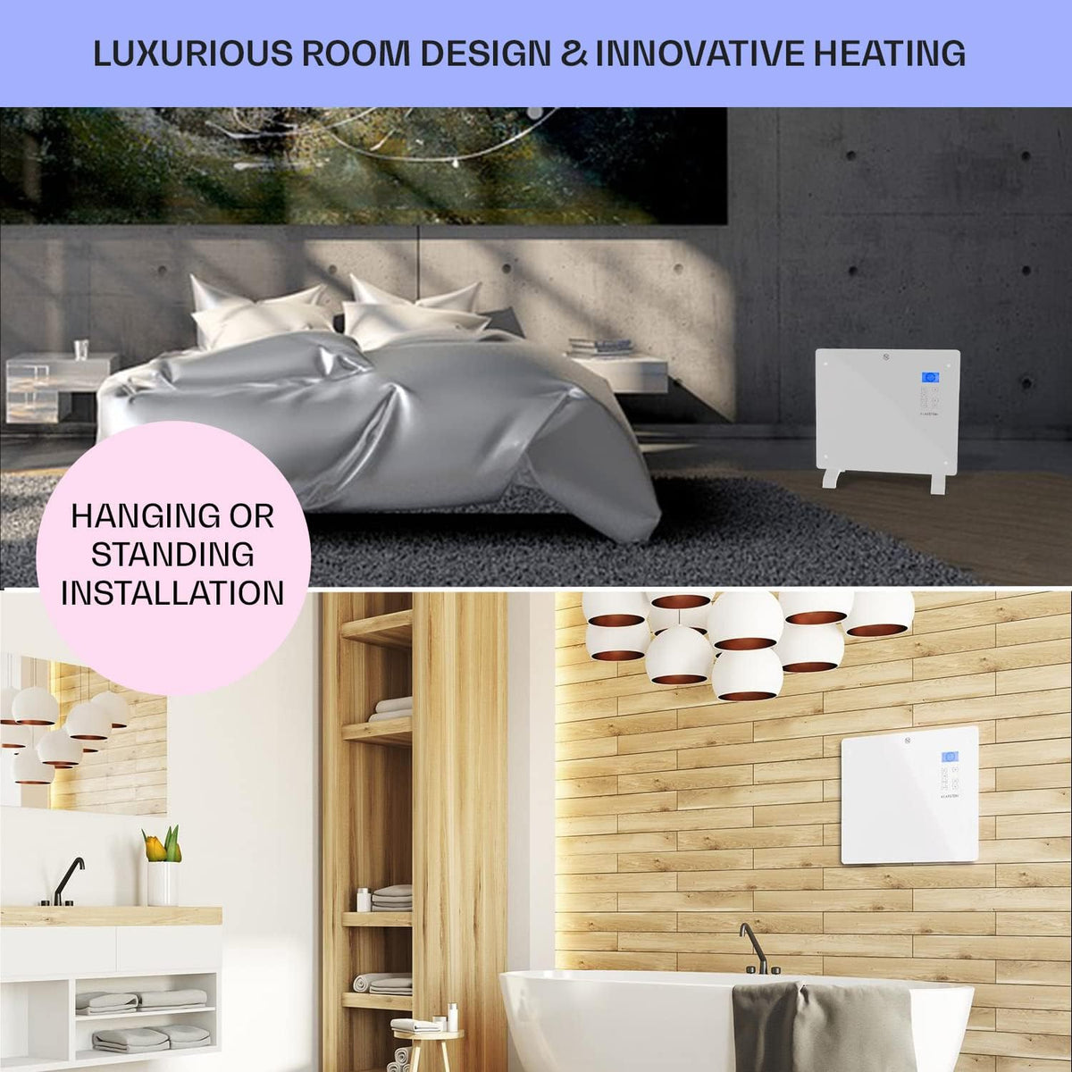Elektrische verwarming – Convectorverwarming – Convector – Elektrische radiator – Mobiele verwarming – 1000 W – Instelbare thermostaat met weektimer