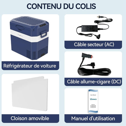 BINGI Compressor Koelbox, 38 Liter Draagbare Auto Koelkast, 12/24 V DC en 230 V AC voor Auto, Vrachtwagen, Camping, Camper en Stopcontact