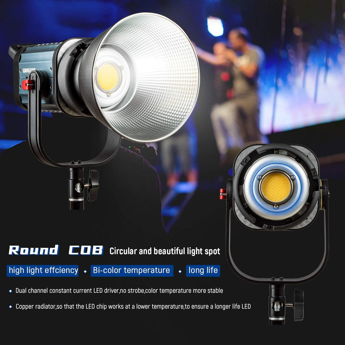 Led-videolamp – Led Studiolamp – COB Videolamp – Fotolamp – Continu Licht – 150W Bi-Color 2500K-8500K – Traploos Dimbaar en CRI 96+