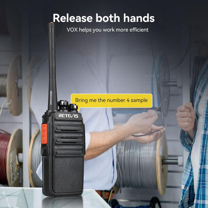 Retevis RT24 Walkie Talkie Portofoons PMR446 Vergunningsvrije 16 Kanalen CTCSS/DCS VOX Professionele Walkie Talkies met Headset en USB-laadstation (10 Stuks, Zwart)