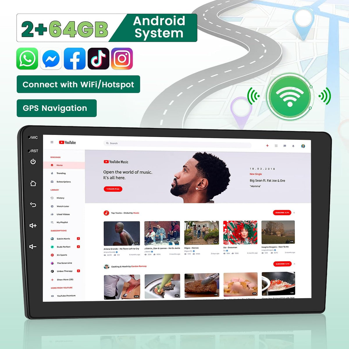 Autoradio – Android Radio – Multimedia Systeem – Inbouw Radio – 2DIN Speler – 9 Inch HD Touchscreen – Draadloze CarPlay & Android Auto