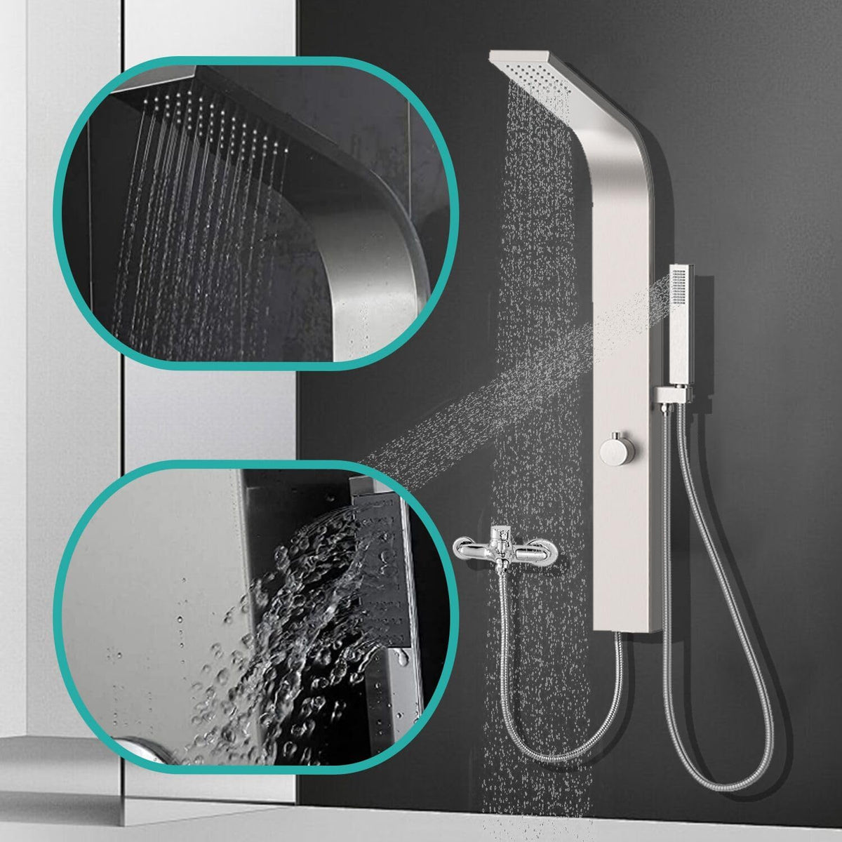 Douchepaneel – Douchepaneel met Regendouche – Douchepaneel Handdouche – Douche Systeem – Douche Set – Roestvrij Staal 304 – Twee Douchefuncties