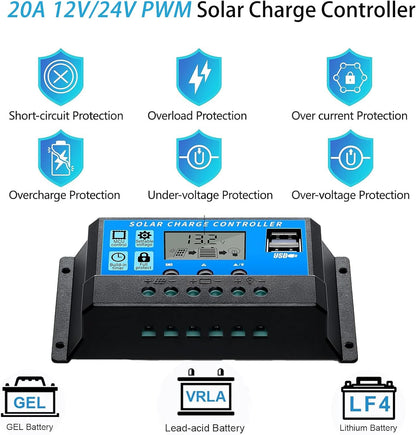 XINPUGUANG 200w 12v zonnepaneelset 2st 100W watt 18V monokristallijne zonnepaneel 20A controller voor dak auto camper caravan thuis 12v batterij energie opladen