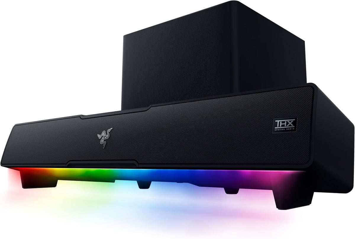 Razer Leviathan V2 - Soundbar met subwoofer voor pc-gaming (THX Spatial Audio, Bluetooth 5.2, Razer Chroma RGB) Zwart