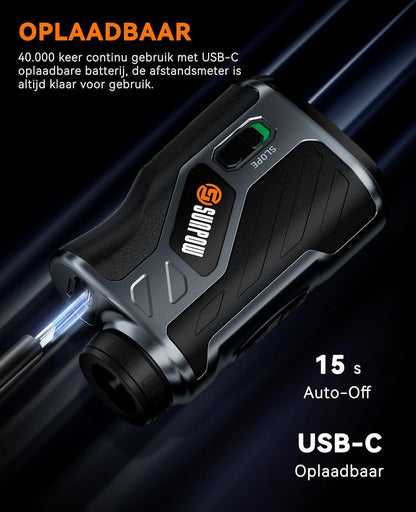 SUNPOW Golf Afstandsmeter met Helling, 1200 Yards, 7X Hoge Precisie Afstandsmeter Loep voor Golf & Jacht, Vlaggenstok Vergrendeling Trilling, Oplaadbare Afstandsmeter met Magnetische Strip