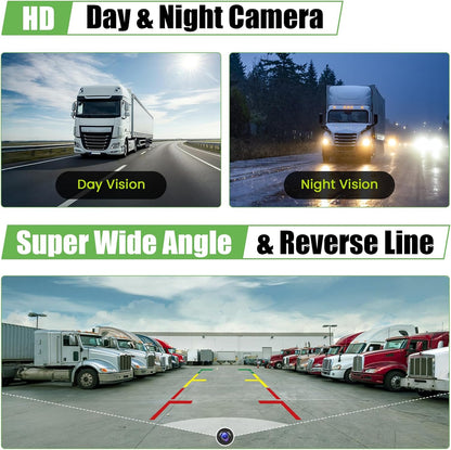 1080P HD draadloze achteruitrijcameraset, 7 inch lcd-monitor met 2 achteruitrijcamera's voor aanhanger, camper, vrachtwagen, auto, bus, doe-het-zelf geleidingslijnen, IP68 waterdicht