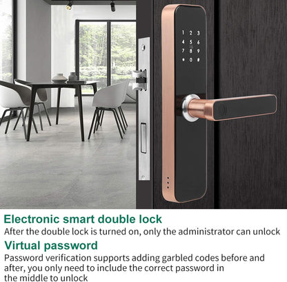 Keyless Entry Smart Door Lock,Smart WiFi App Key Biometrische Vingerafdruk Unlock Keyless Entry Deurslot Veilige Voordeur Handvat, IC Card, Anti-peep Code, voor Home Office Appartement Garage School