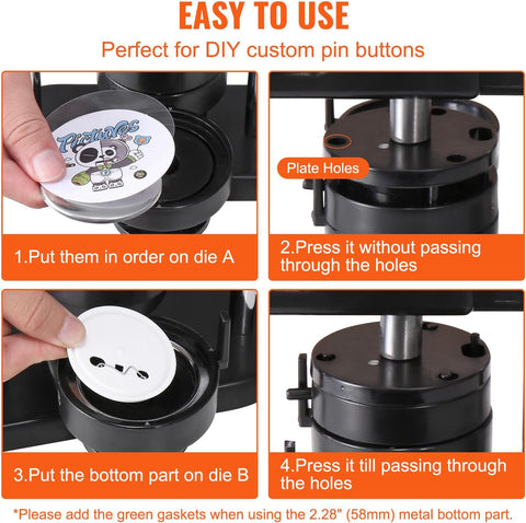 Knoopmachine - met knoopdelen - Ergonomische booghandgreep - Maker voor DIY-knoppen - Zwart - QUORE