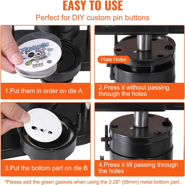 Knoopmachine - met knoopdelen - Ergonomische booghandgreep - Maker voor DIY-knoppen - Zwart - QUORE