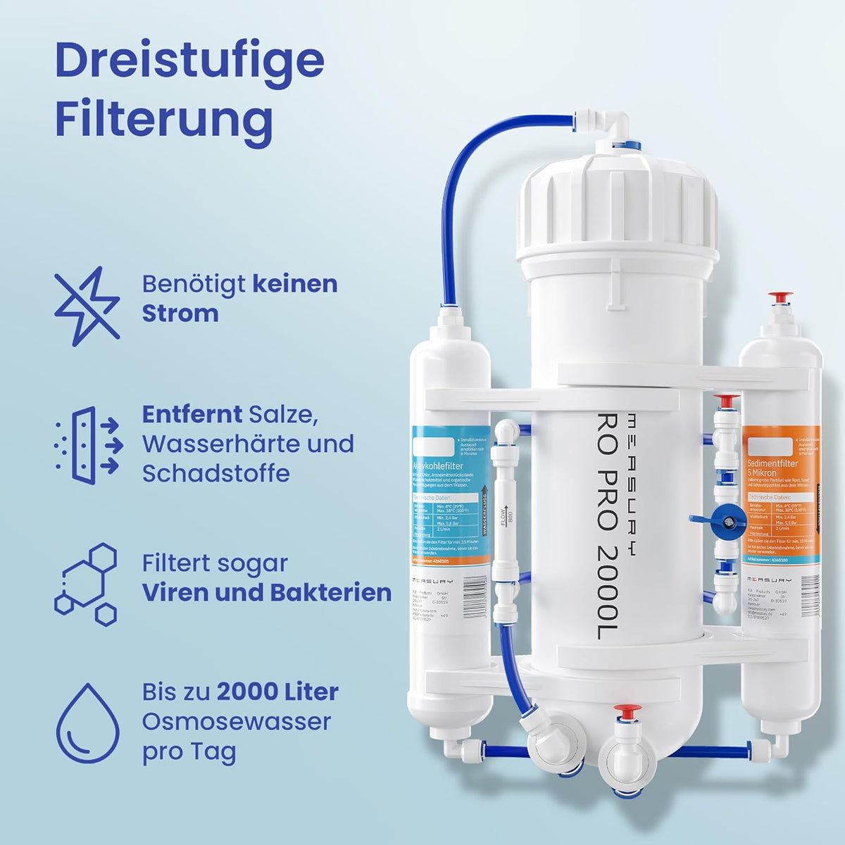 osmosis system aquarium - up to 2000 liters of osmosis water per day - Reverse osmosis system - QUORE