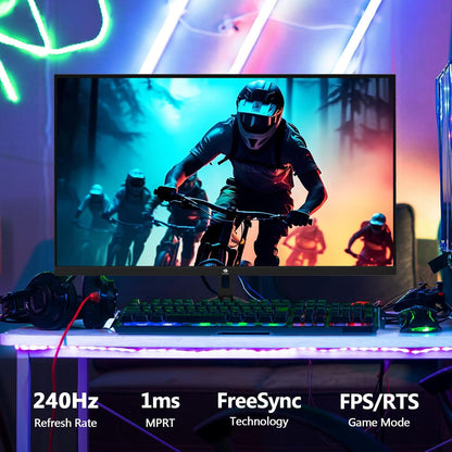 Z-Edge Gaming Monitor 24.5'', 240Hz, 1ms, FreeSync, FHD(1920x1080), PC Display with Ultra-Thin Bezel, 5000:1, 2*HDMI2.0 &DP1.4, Adjustable Tilt, VA, RGB Light, VESA 100*100mm(DP Cable Included)