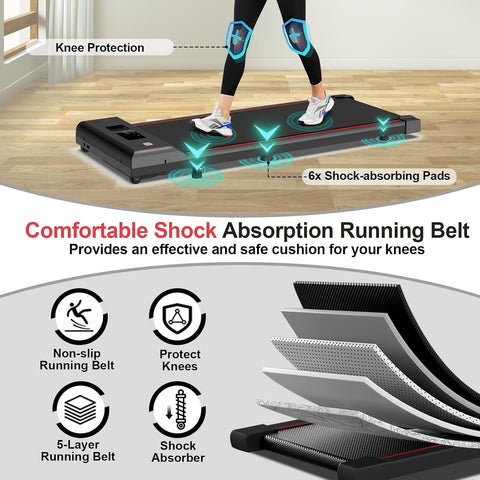 Loopband - Elektrische Loopband - Walking Pad - Inklapbaar - met Helling - Ruimtebesparend - 3.0 pk - Bluetooth-Audio - App - Afstandsbediening - LED-display - Instelbare Snelheid - 1-6 km/u - voor Thuis - Onder het Bureau