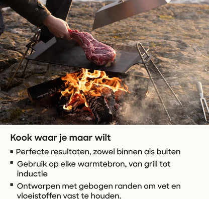 Gastrotools Zweedse Bakplaat Koolstofstaal 39x27cm – Natuurlijke Antiaanbaklaag, PFAS-vrij – Voor Binnen & Buiten – Oven, BBQ, Inductie & Gas – Hittebestendig tot 650°C (Large (62cm x 27cm))